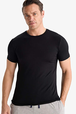 Premium Slim Fit Dar Kesim Bisiklet Yaka Modal Üst