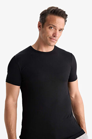 Premium Slim Fit Dar Kesim Bisiklet Yaka Modal Üst