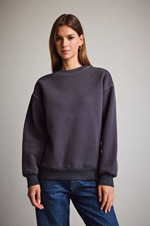 Overshirt Fit Bisiklet Yaka Sweatshirt