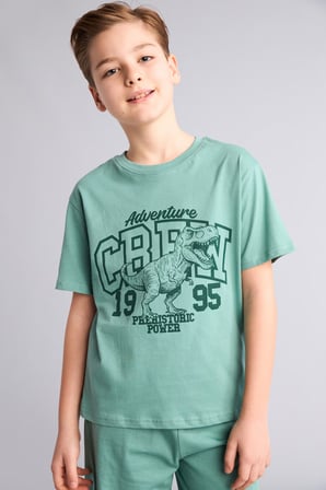 DeFacto %100 Pamuk 2'Li Baskılı Pijama Takım Şort Tişört Erkek Bebek G8829A826HSGN1095