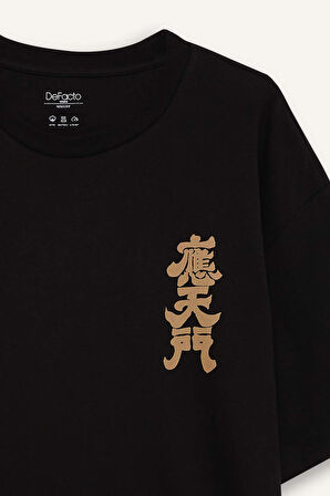 Regular Fit Bisiklet Yaka Baskılı Kısa Kollu Tişört