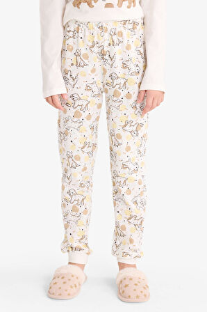 Kız Çocuk Pijama Takımı Baskılı Uzun Kollu Üst Uzun Alt 
