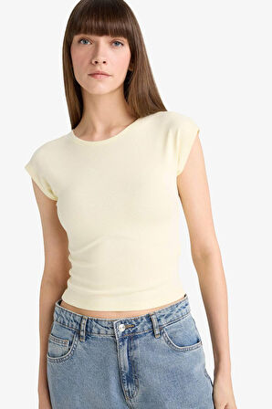 Slim Fit Dar Kesim Bisiklet Yaka Basic Düz Modal Kısa Kollu Tişört