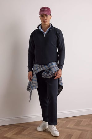 DeFacto Regular Fit Dik Yaka Yarım Fermuarlı Basic Düz Sweatshirt X7405AZ25AUNV91