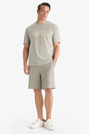 DeFacto %100 Pamuk Regular Fit Bisiklet Yaka Baskılı Kısa Kollu Tişört E3780AX25SMKH418