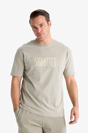 DeFacto %100 Pamuk Regular Fit Bisiklet Yaka Baskılı Kısa Kollu Tişört E3780AX25SMKH418