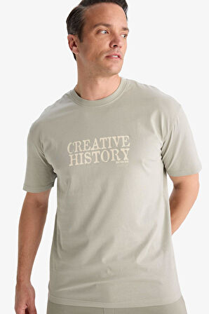 DeFacto %100 Pamuk Regular Fit Bisiklet Yaka Baskılı Kısa Kollu Tişört E3780AX25SMKH418