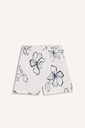 DeFacto Regular Fit Normal Bel Desenli Esnek Bantlı Keten Karışımlı Şort D0317AX25SMER218