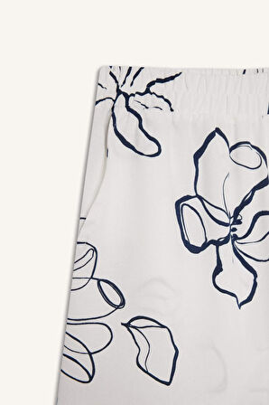 DeFacto Regular Fit Normal Bel Desenli Esnek Bantlı Keten Karışımlı Şort D0317AX25SMER218