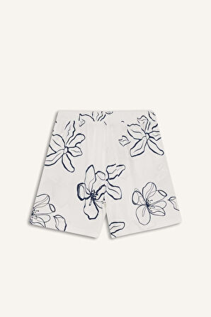 DeFacto Regular Fit Normal Bel Desenli Esnek Bantlı Keten Karışımlı Şort D0317AX25SMER218