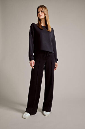 Kayık Yaka Modal Sweatshirt