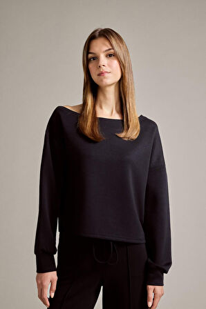 Kayık Yaka Modal Sweatshirt