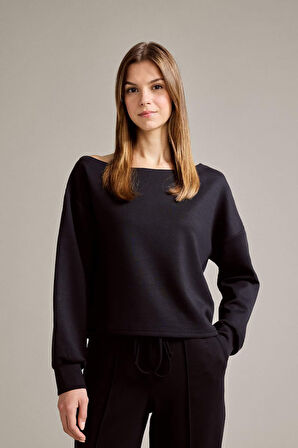 Kayık Yaka Modal Sweatshirt