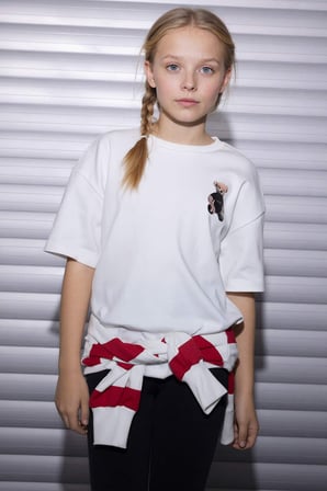 DeFacto %100 Pamuk I Love NY Oversıze Tişört Kız Çocuk G9595A826SMER105
