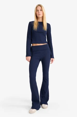 DeFacto Beli Katlamalı Triko Pantolon G2964AX25WNNV241