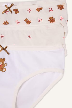 DeFacto %100 Pamuk Kalp Desenli Ribana 3'lü Slip Külot Kız Çocuk G8660A826SPER98