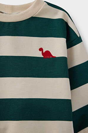 Erkek Bebek 2'li Takım Çizgili Sweatshirt Jean Pantolon