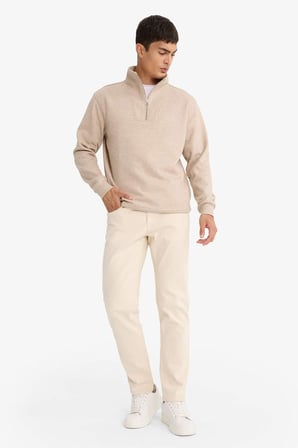 DeFacto Regular Fit Dik Yaka Yarım Fermuarlı Sweatshirt F4137AX25AUBG300
