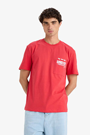 Regular Fit Bisiklet Yaka Baskılı Kısa Kollu Tişört
