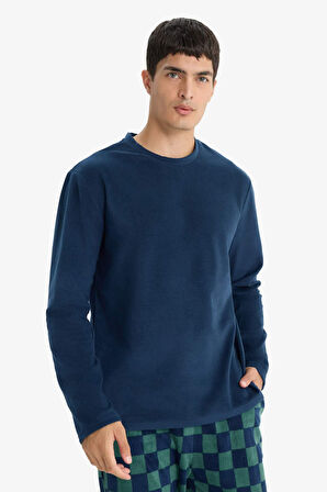 Pijama Takımı Regular Fit Polar Uzun Kollu Üst Ekose Desenli Uzun Alt