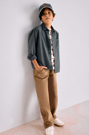 Erkek Çocuk Loose Fit Standart Paça Gabardin Pantolon