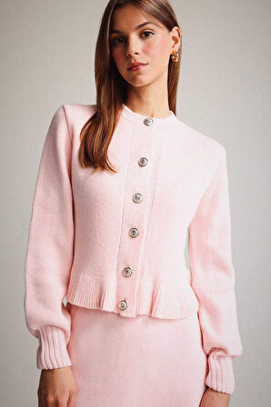 Bisiklet Yaka Düğmeli Triko Hırka