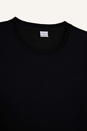 Slim Fit Dar Kesim Bisiklet Yaka Sweatshirt Kumaşı Uzun Kollu Tişört