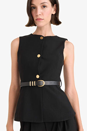 Fitted Bisiklet Yaka Yelek