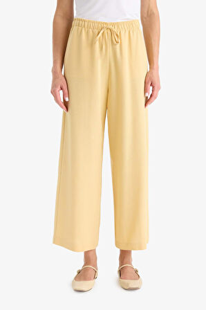 DeFacto Esnek Belli Bağcıklı Düz Paça Keten Karışımlı Kapri E6109AX25HSYL1