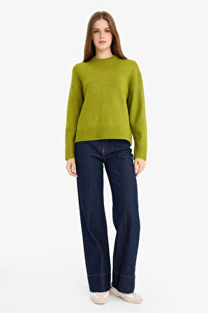 Oversize Geniş Kalıp Bisiklet Yaka Kazak