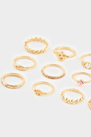 Kadın 12'li Gold Yüzük