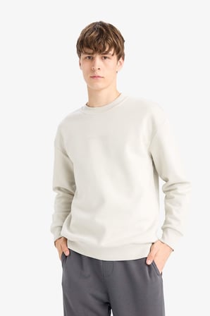 DeFacto Boxy Fit Bisiklet Yaka İçi Yumuşak Tüylü Baskılı Sweatshirt X8282AZ25AUBG672