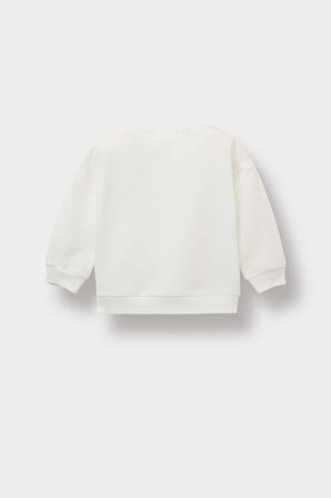 Erkek Bebek Bisiklet Yaka Baskılı Sweatshirt