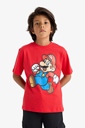 Erkek Çocuk Nintendo Bisiklet Yaka Kısa Kollu Tişört