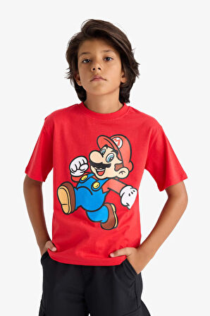 Erkek Çocuk Nintendo Bisiklet Yaka Kısa Kollu Tişört