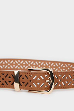 Kadın Dikdörtgen Toka Suni Deri Jean Kemeri