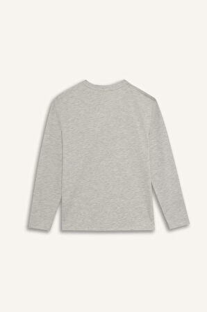 Erkek Çocuk Bisiklet Yaka Baskılı Uzun Kollu Tişört