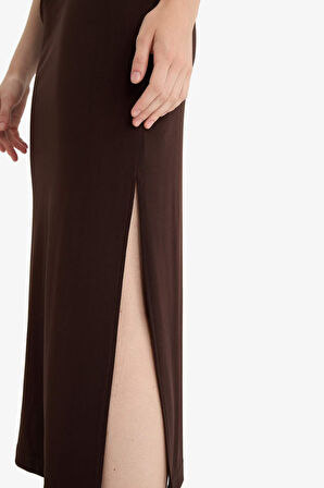 Bodycon Vücudu Saran Straplez Askılı Maxi Elbise