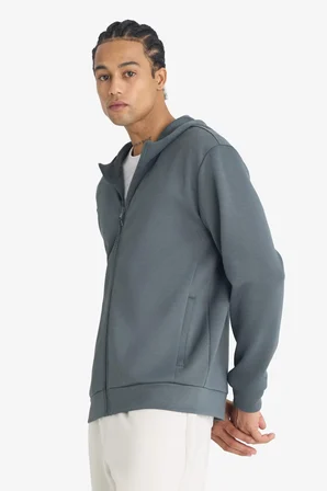 DeFacto Standart Fıt Kapüşonlu Fermuarlı Sweatshirt F9377AX26SPGR484