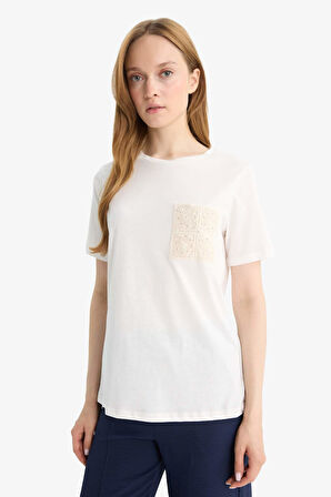 Regular Fit Bisiklet Yaka Penye Kısa Kollu Tişört