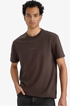 Regular Fit Bisiklet Yaka Baskılı Kısa Kollu Tişört