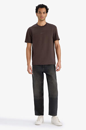 Regular Fit Bisiklet Yaka Baskılı Kısa Kollu Tişört