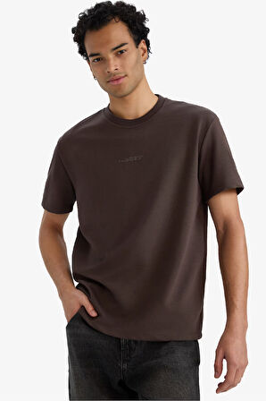 Regular Fit Bisiklet Yaka Baskılı Kısa Kollu Tişört