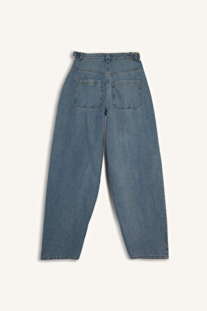 Carpenter Fit Yüksek Bel Uzun Jean Yıkamalı Pantolon