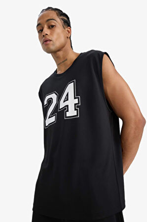 DeFactoFit Hızlı Kuruyan Nefes Alabilen Boxy Fit Baskılı Bisiklet Yaka Sporcu Atlet