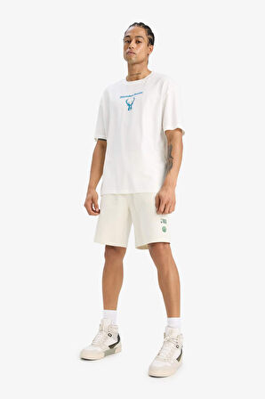 DeFactoFit NBA Milwaukee Bucks Oversize Fit Bisiklet Yaka Kısa Kollu Tişört