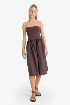 Coool A Kesim Yüksek Bel Poplin Midi Etek