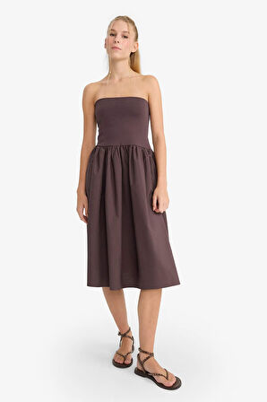 Coool A Kesim Yüksek Bel Poplin Midi Etek