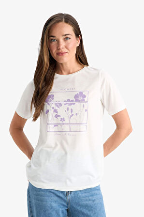 DeFacto Regular Fit Bisiklet Yaka Baskılı Kısa Kollu Tişört F4840AX25SMER105