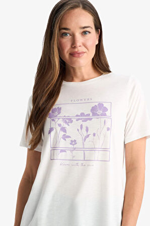 DeFacto Regular Fit Bisiklet Yaka Baskılı Kısa Kollu Tişört F4840AX25SMER105